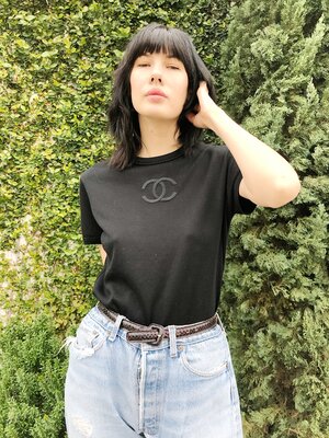 CHANEL 90s Black CC Logo Cotton Tee — Garment