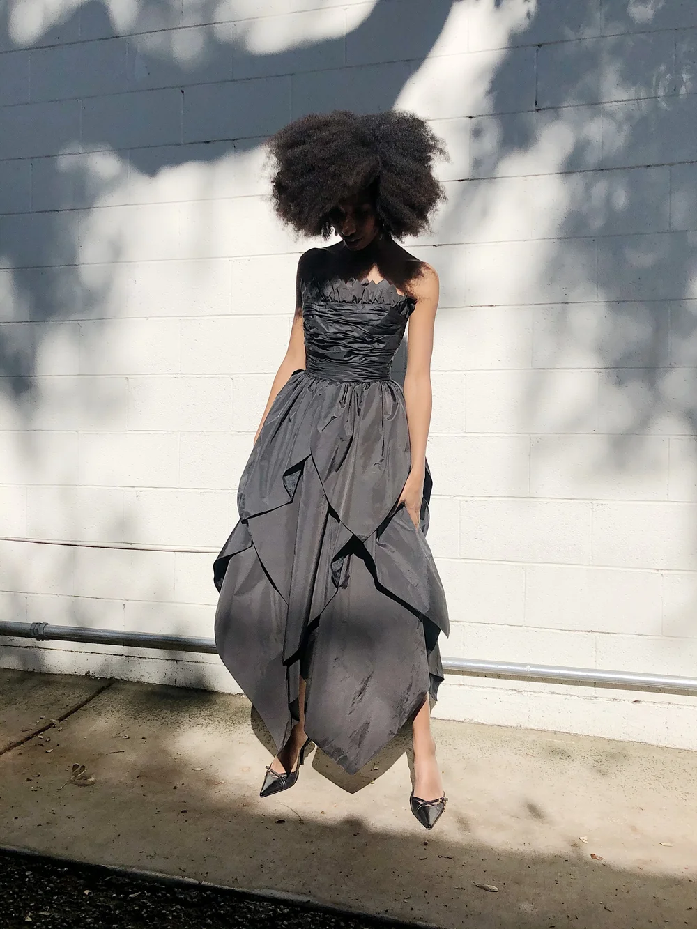 VICTOR COSTA 80s Black Tiered Petal Gown — Garment Modern + Vintage