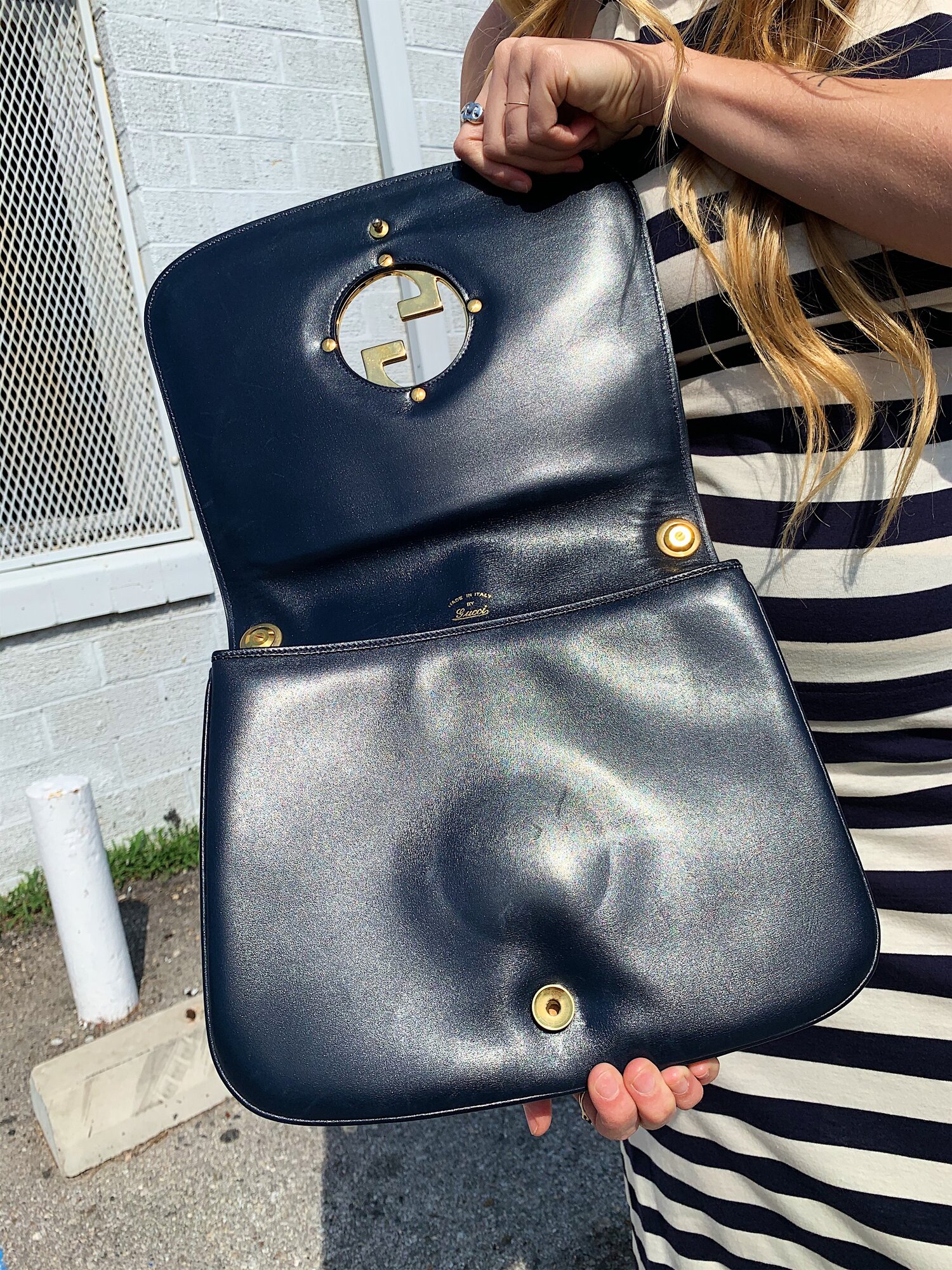 GUCCI 80s Navy Leather Blondie Bag — Garment