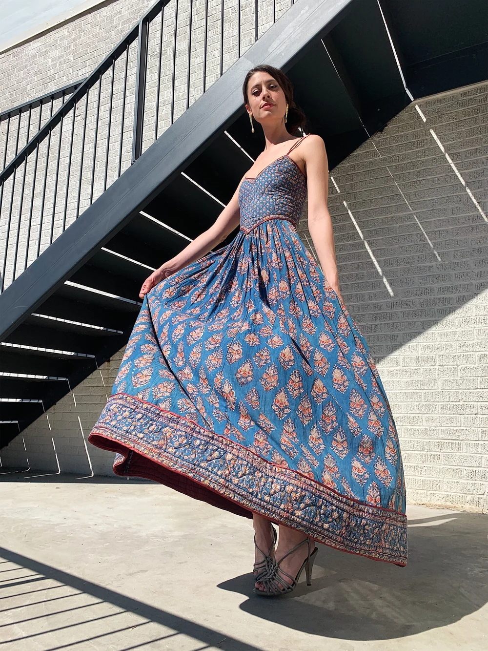 70s Quilted Smocked Indian Cotton Maxi Garment Modern + Vintage 70s Quilted Smocked Indian Cotton Maxi Garment Modern + Vintage