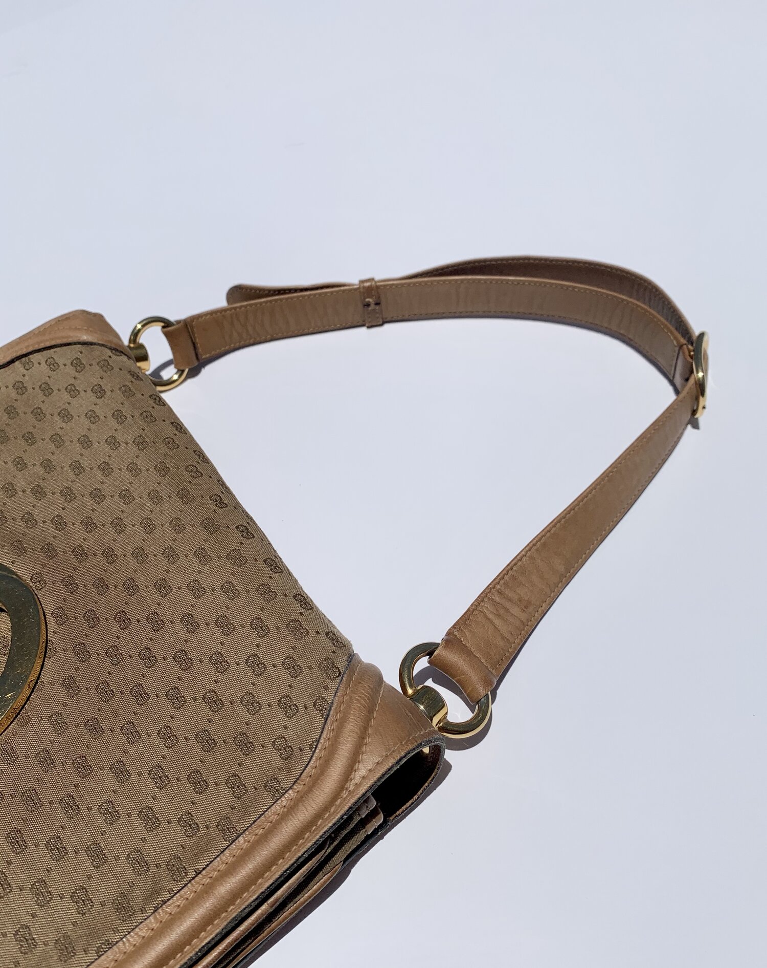 Vintage 80s Gucci GG Web Monogram Leather Crossbody Bag