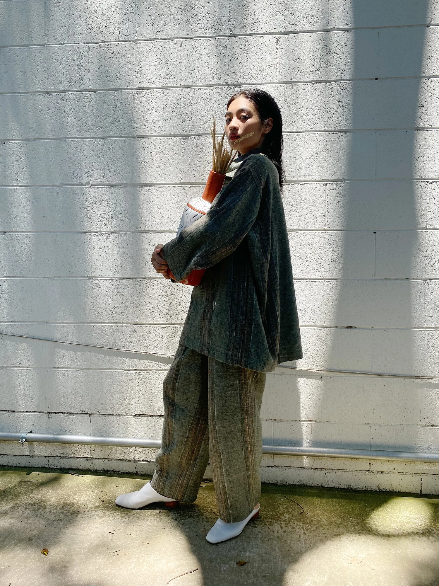 ISSEY MIYAKE PLANTATION 80s Green Plaid Cotton Pant Set — Garment