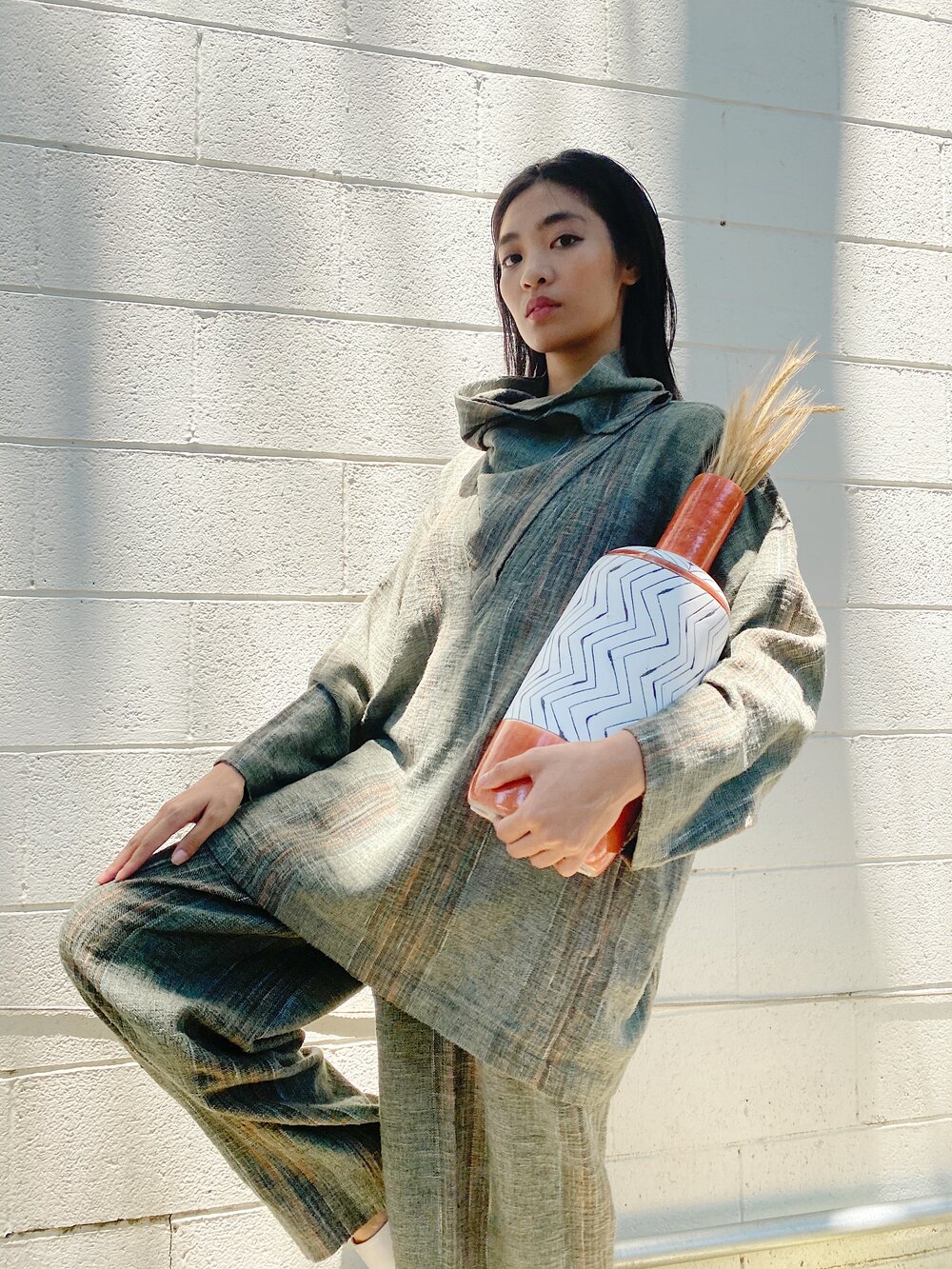 ISSEY MIYAKE PLANTATION 80s Green Plaid Cotton Pant Set ISSEY MIYAKE PLANTATION 80s Green Plaid Cotton Pant Set