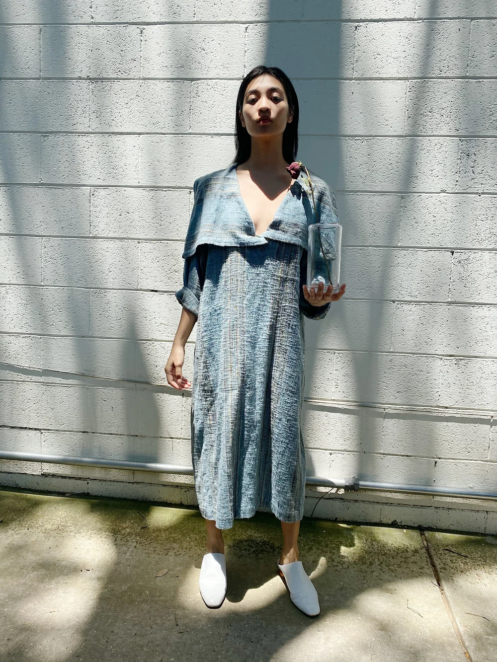 ISSEY MIYAKE PLANTATION 80s Blue Plaid Cotton Dress — Garment
