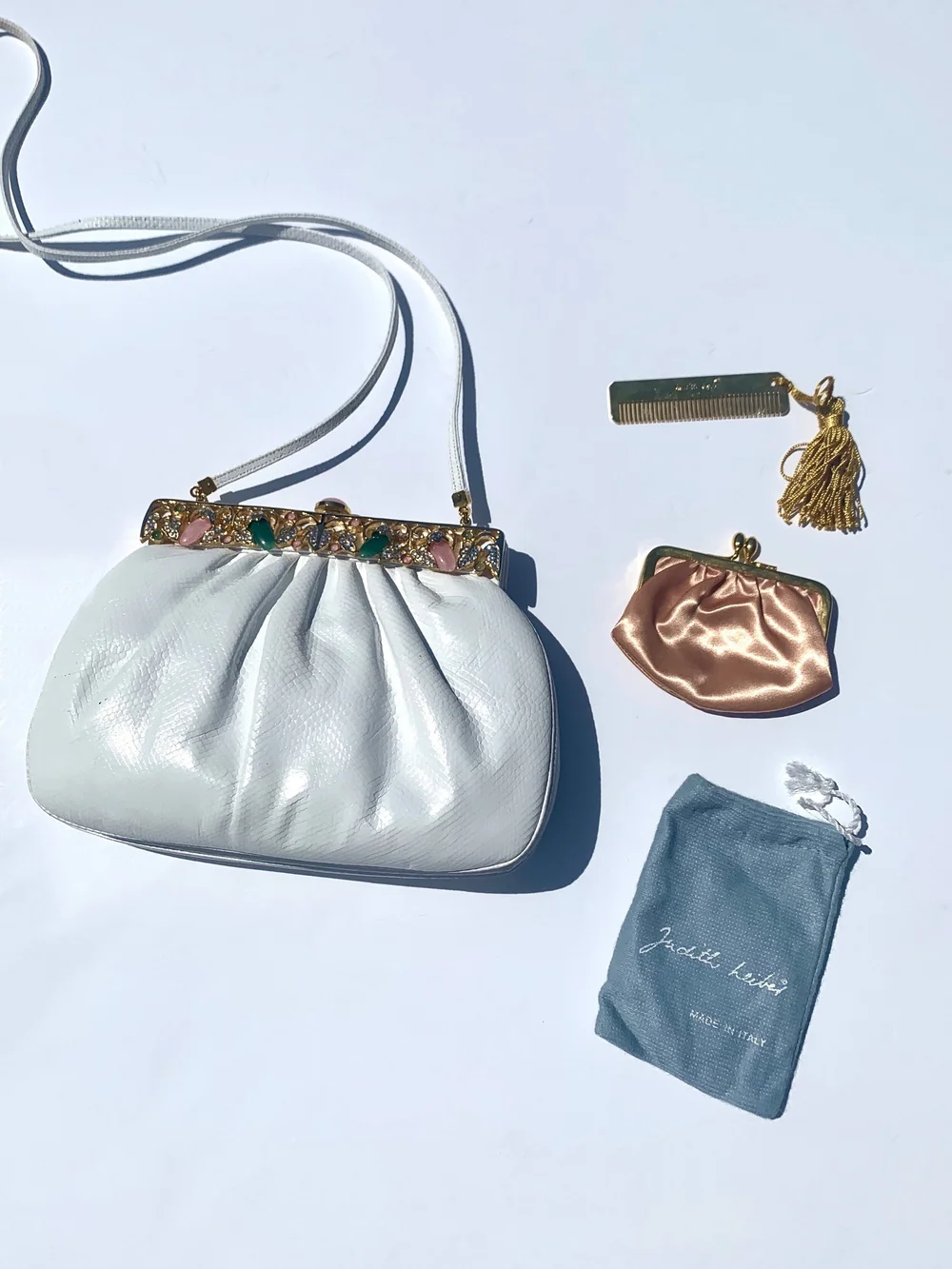 JUDITH LEIBER 80s White Lizard Clutch — Garment Modern + Vintage