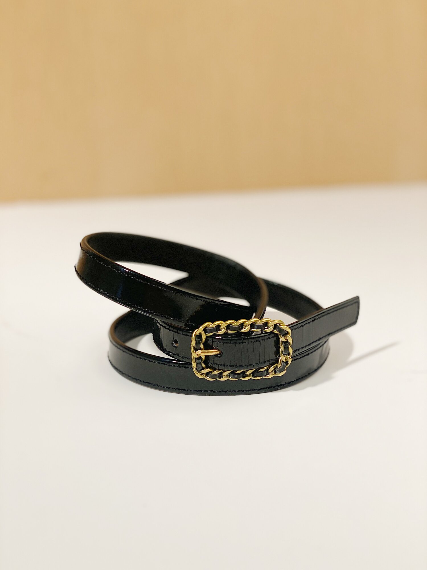 Patent leather belt Chanel Black size 75 cm in Patent leather - 21915001