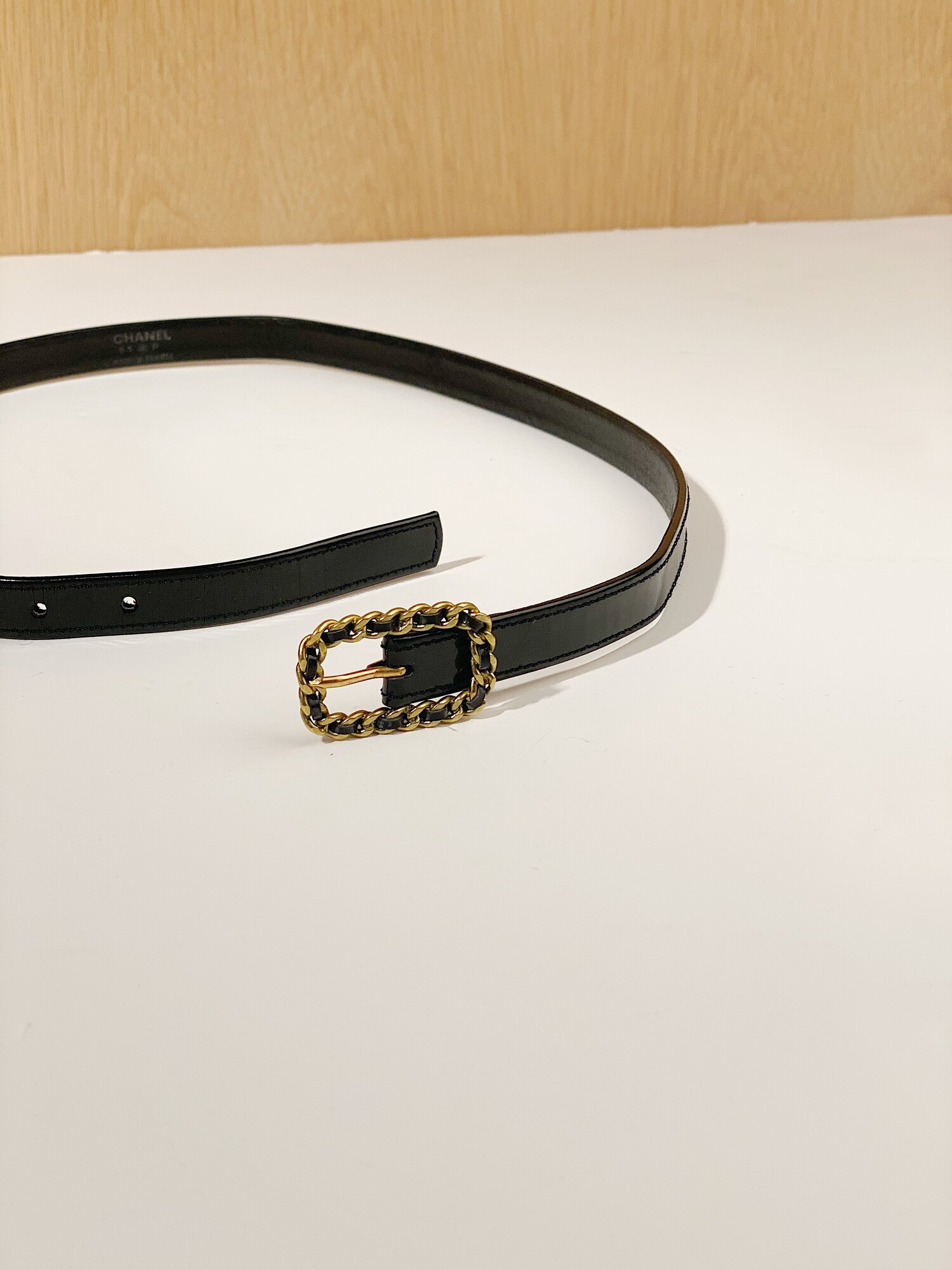 Chanel Black Leather CC Logo Buckle Wide Belt 90 CM Chanel