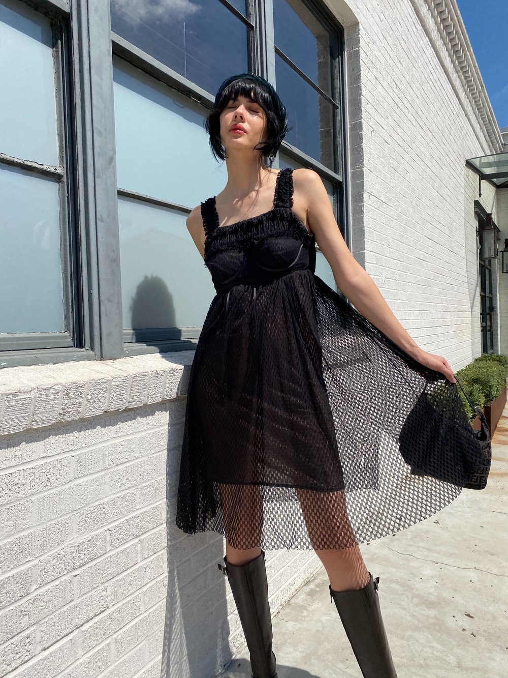 gucci mesh dress Silk mini dress Gucci Black size XS International in Silk