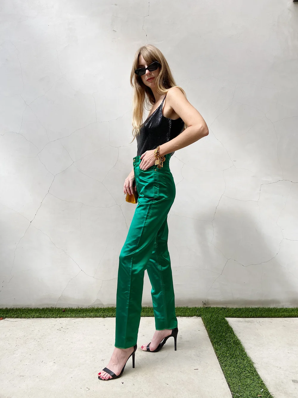 90s Christian Dior スラックス Christian Dior Pre-Owned 1990s low-rise Pinstripe Trousers