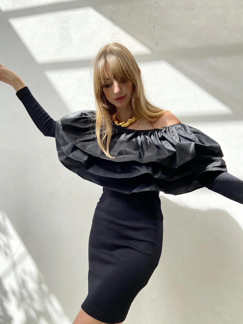 90s ruffle dress 90s Black Ruffle Tank Dress