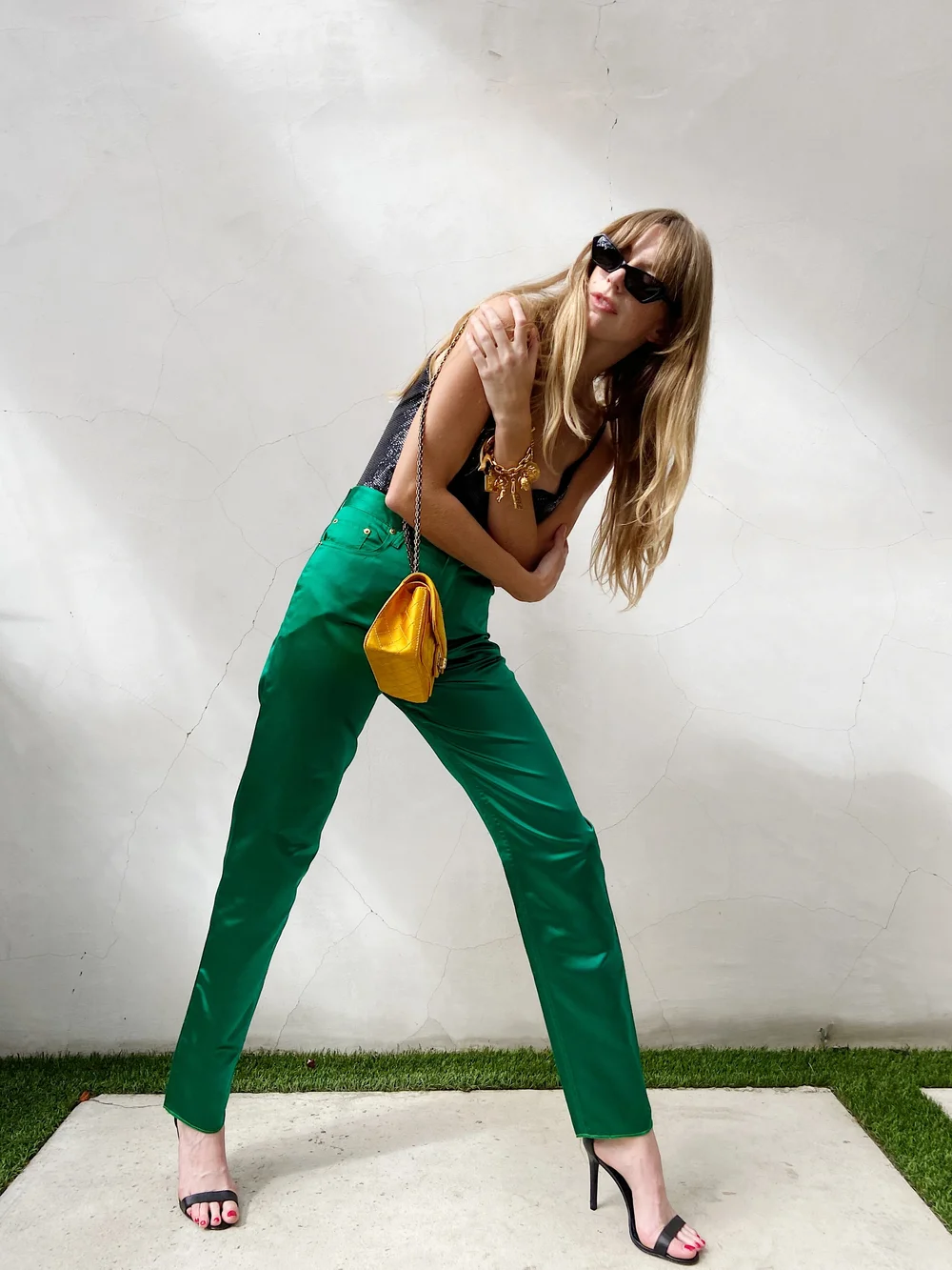 Christian Diorシルクパンツ CHRISTIAN DIOR 90s Emerald High Rise Silk Pants — Garment Modern +
