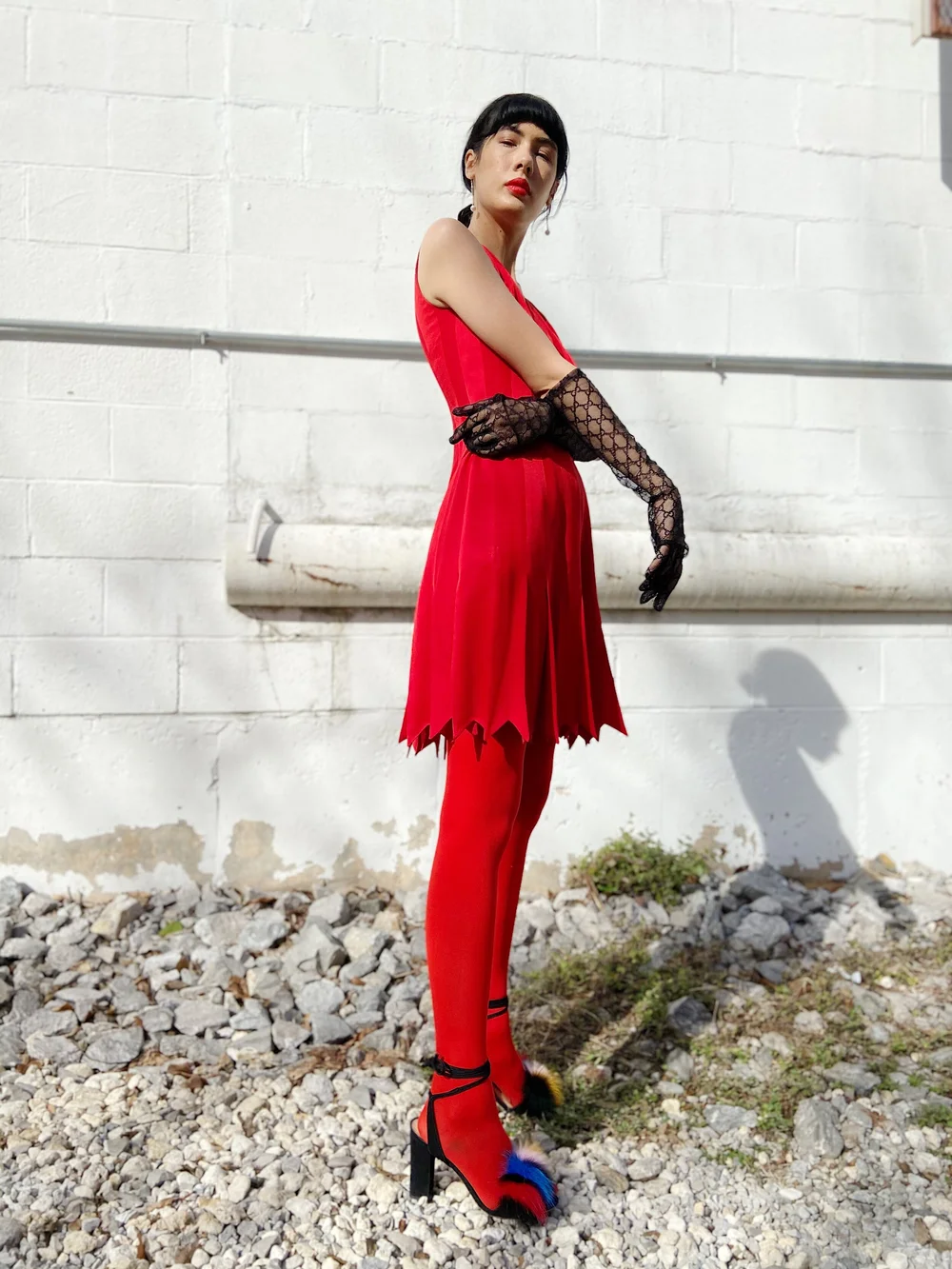 open lace back dress Love Moschino Dress in Jersey / Red