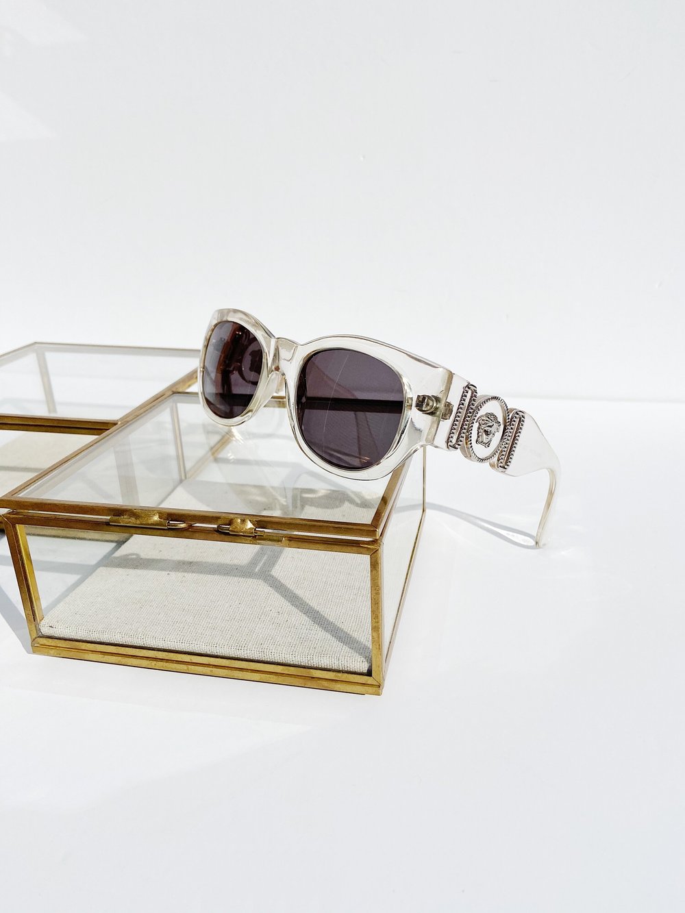 VERSACE 90s Clear Medusa Sunglasses — Garment