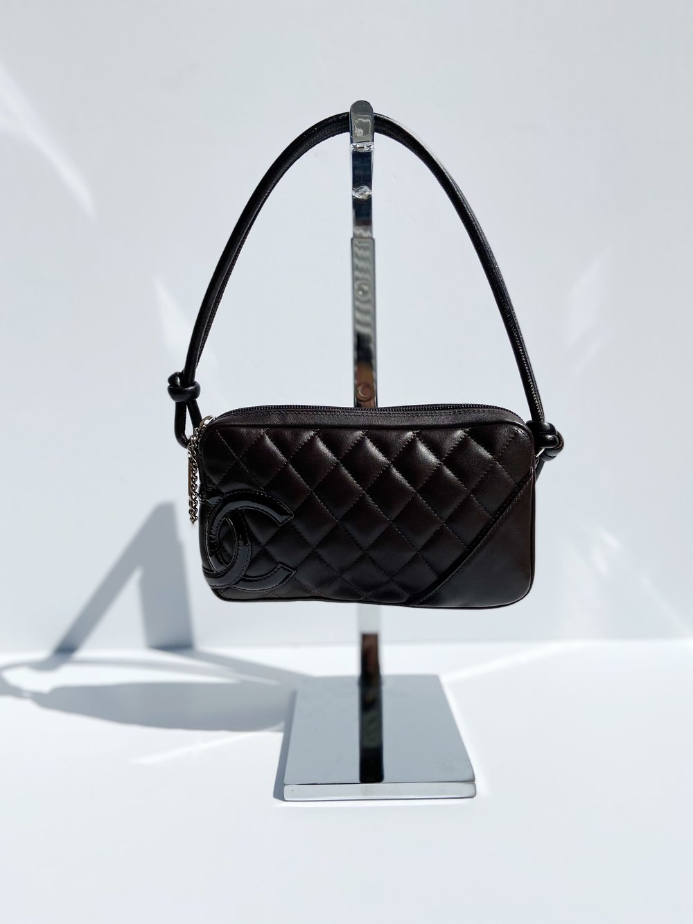CHANEL 2005-2006 Brown Ligne Cambon Quilted Pochette