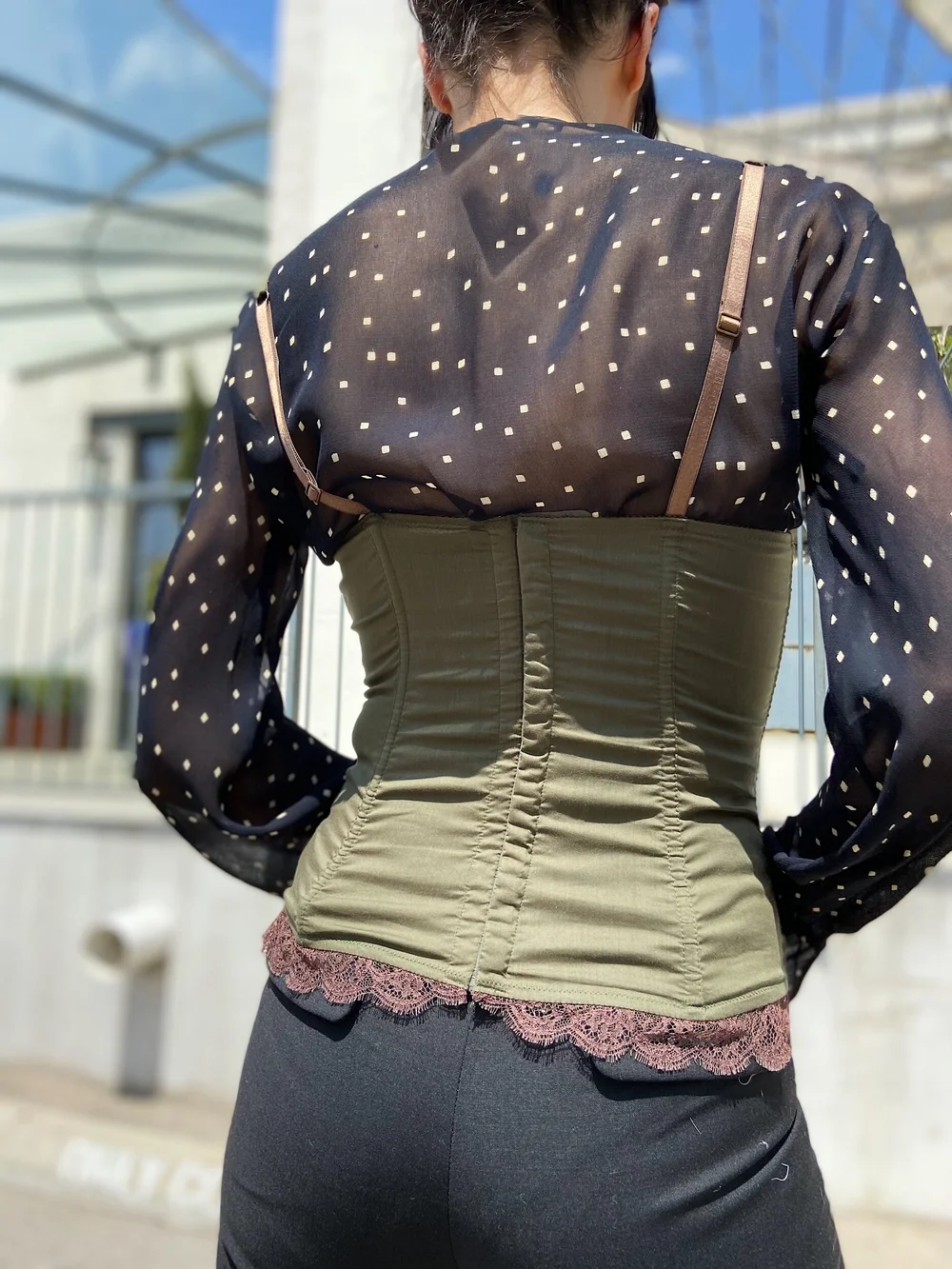 JOHN GALLIANO 90s Olive Lace Trimmed Bustier — Garment