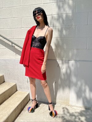 Chanel Red Suited Wool Dress - Desert Vintage