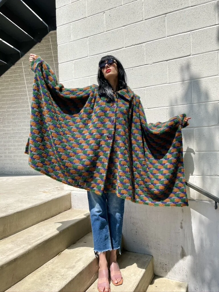 MISSONI 70s Earthy Block Print Poncho — Garment Modern + Vintage