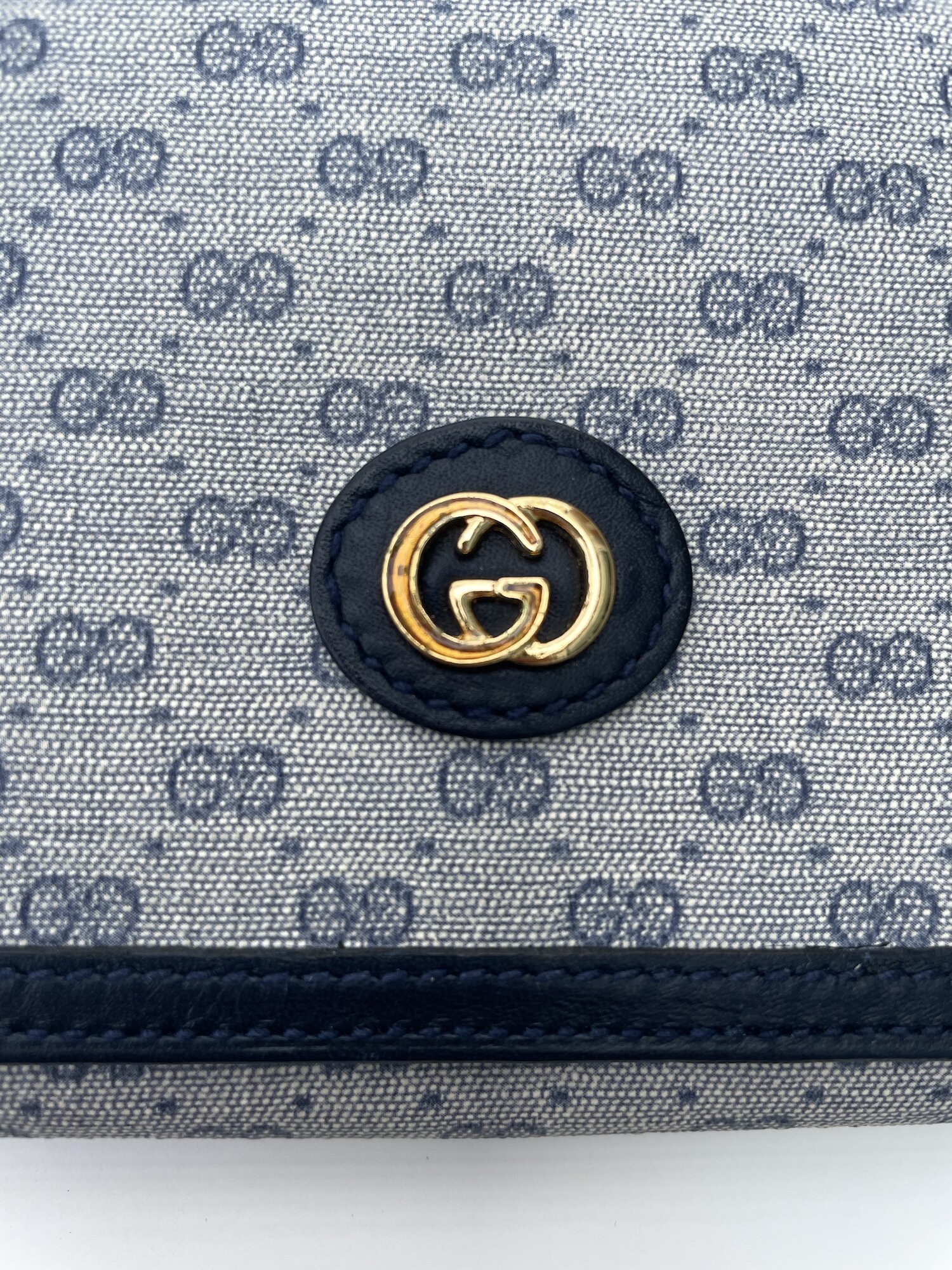 GUCCI 70s Navy Micro GG Monogram Wallet — Garment