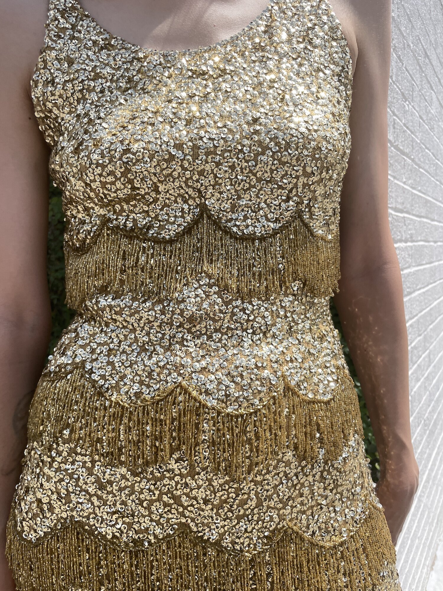 vintage gold sequin dress