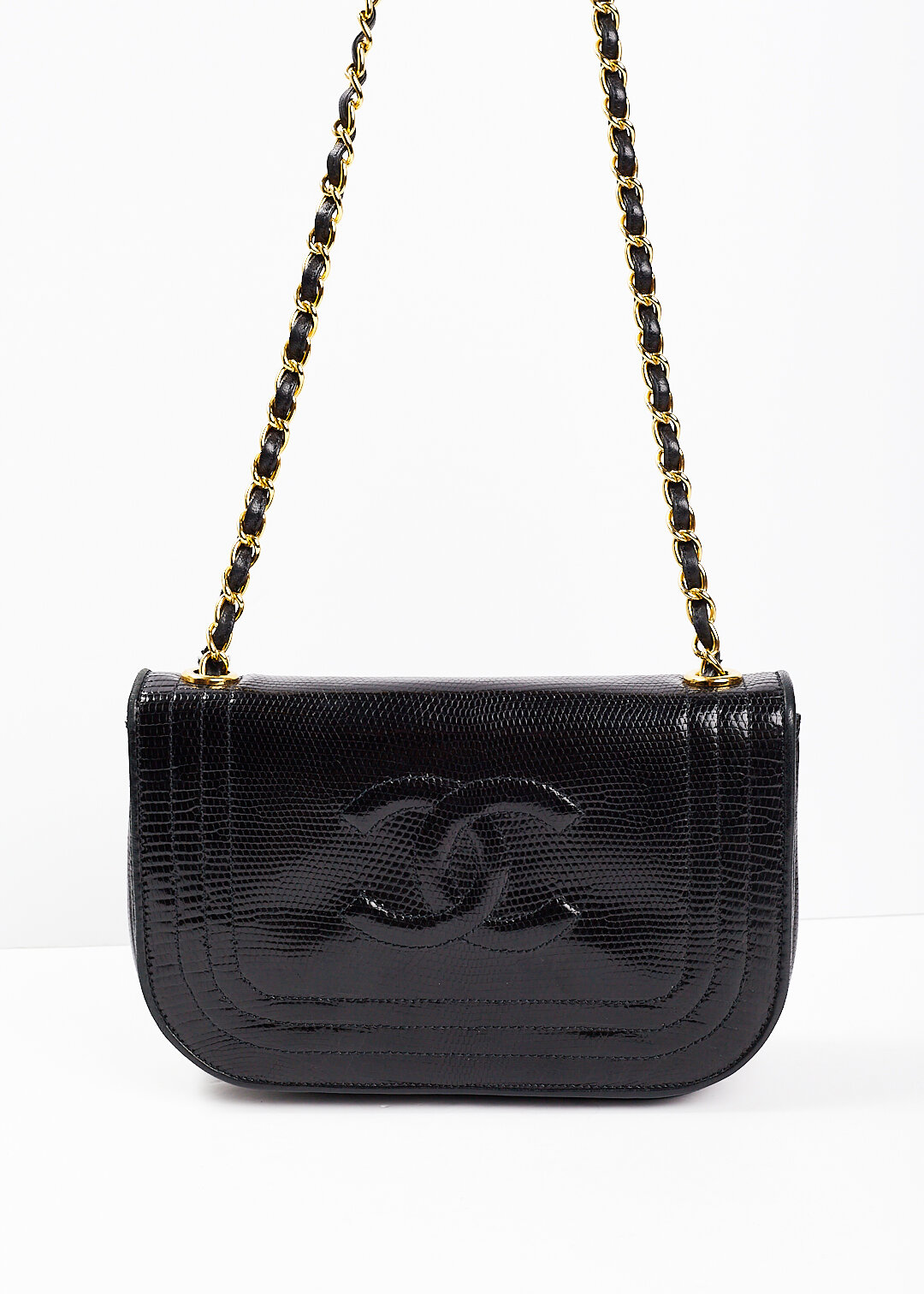 CHANEL 1986-1988 Black Lizard Flap Bag — Garment