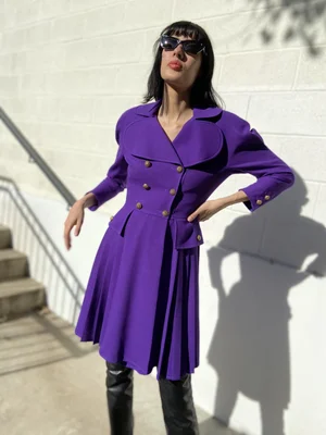 CHRISTIAN LACROIX 80s Purple Wool Pleated Dress/Jacket — Garment 