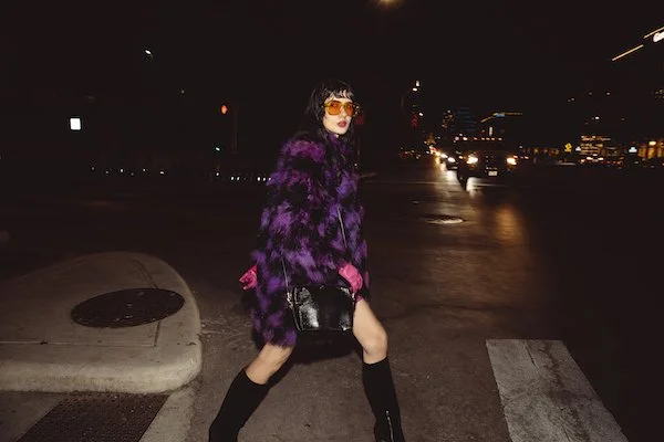 CHRISTIAN DIOR 80s Black + Purple Marabou Feather Coat — Garment