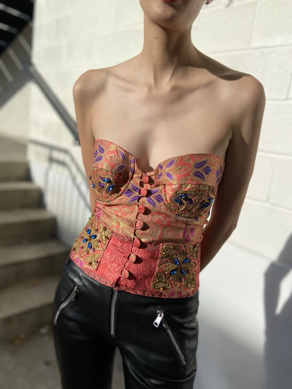 Bustier Corset Luxe CADOLLE Création PARIS - Taille M - Motif Floral Rétro - Neuf Avec étiquettes