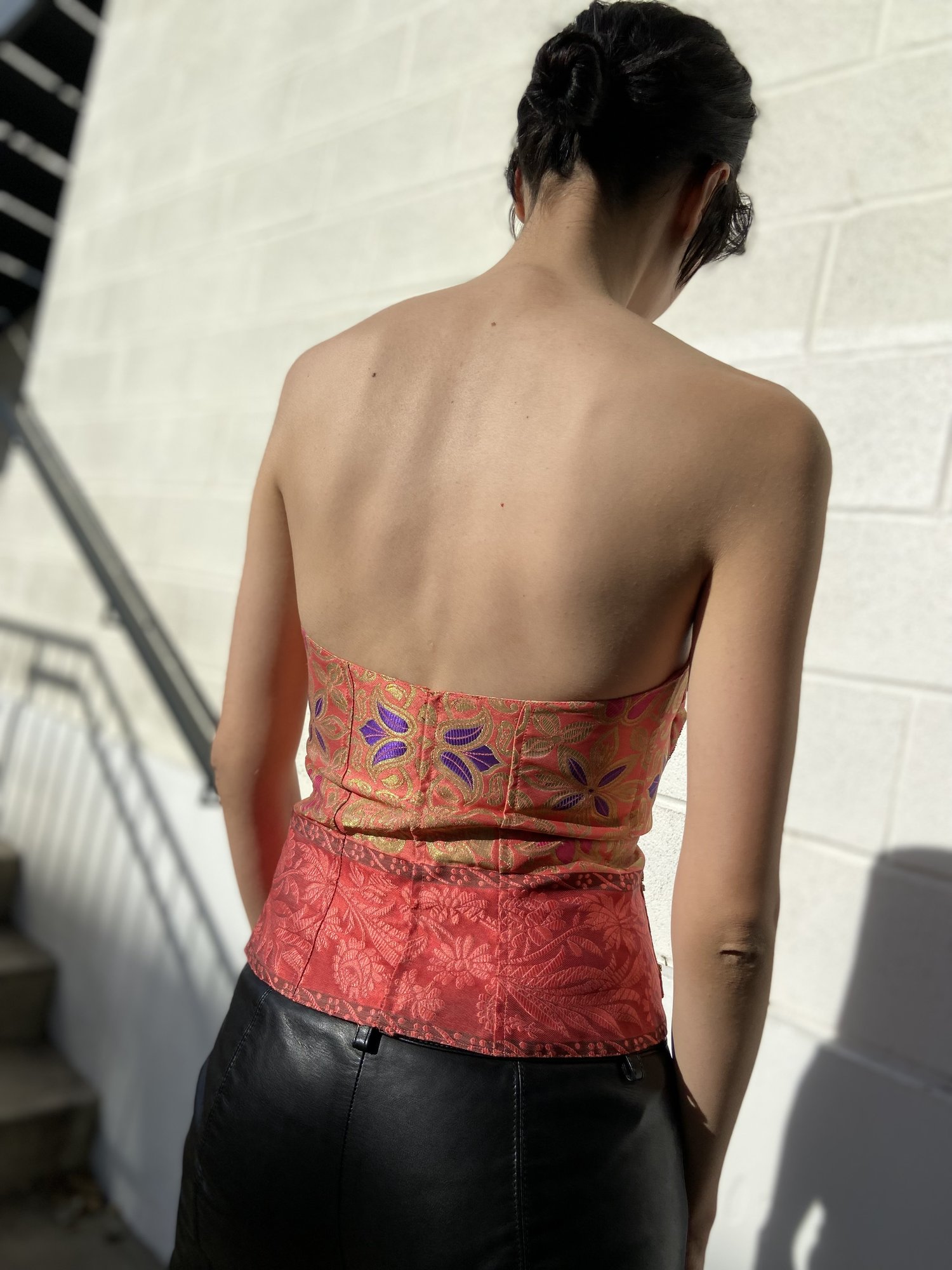 90s Jeweled LACROIX Garment CHRISTIAN + Bustier Peach Gold —