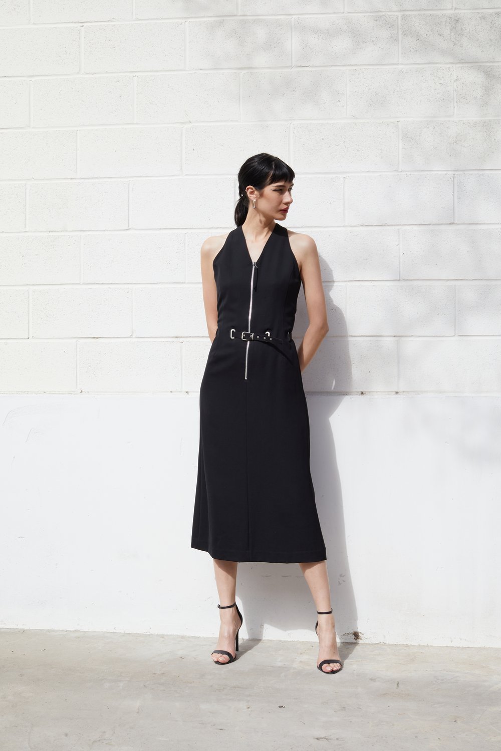 JEAN PAUL GAULTIER 90s Zip Up Dress w/ Threaded Belt — Garment JEAN PAUL GAULTIER 90s Zip Up Dress w/ Threaded Belt — Garment