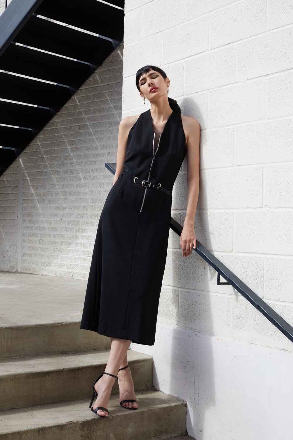 JEAN PAUL GAULTIER 90s Zip Up Dress w/ Threaded Belt — Garment JEAN PAUL GAULTIER 90s Zip Up Dress w/ Threaded Belt — Garment