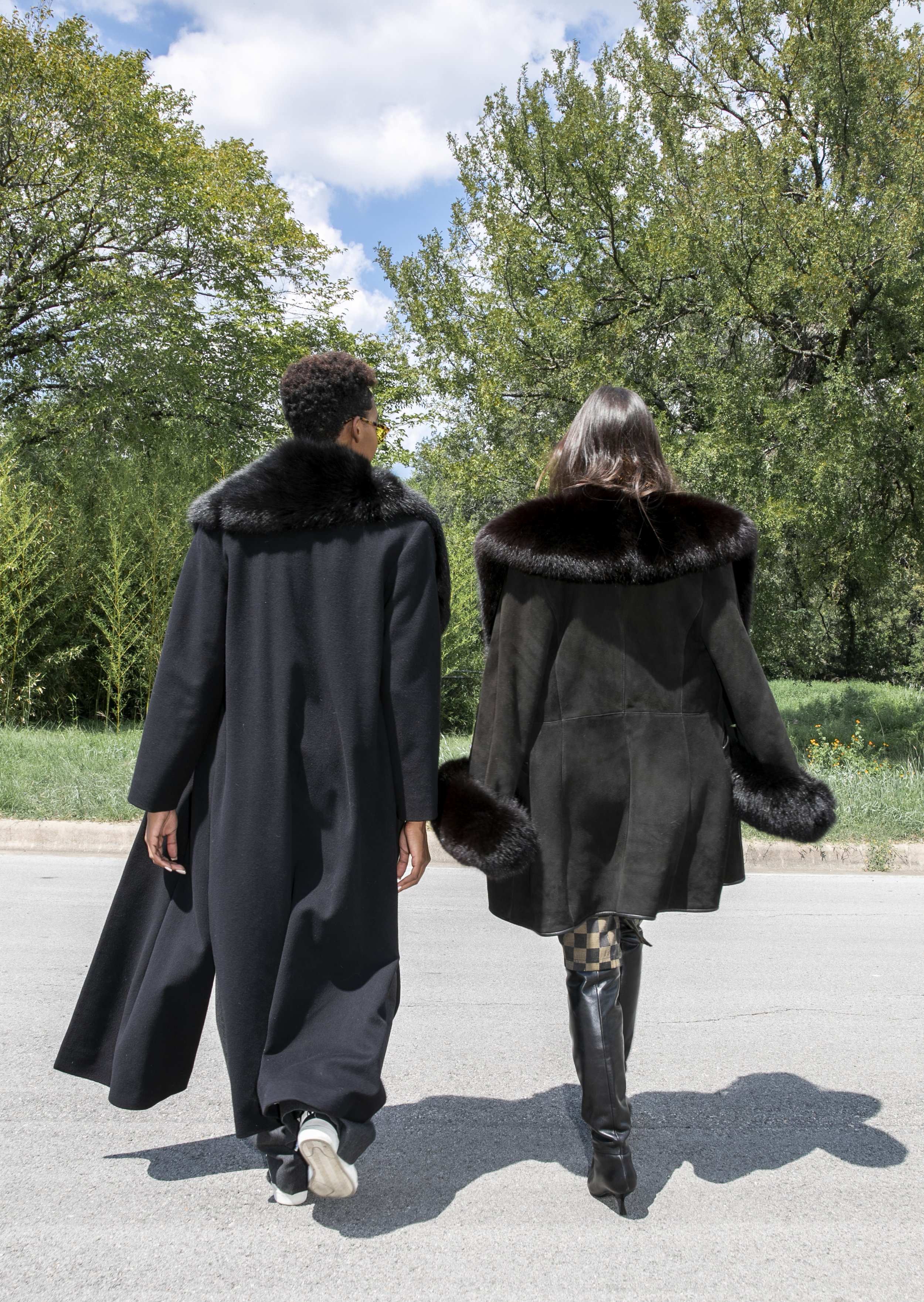 GIANFRANCO FERRE 90s Black Wool Coat w/ Fox Trim — Garment