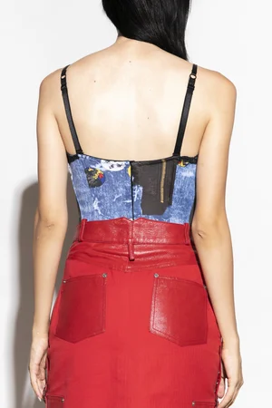 CHRISTIAN DIOR 2003 Red Bondage Midi Skirt — Garment 