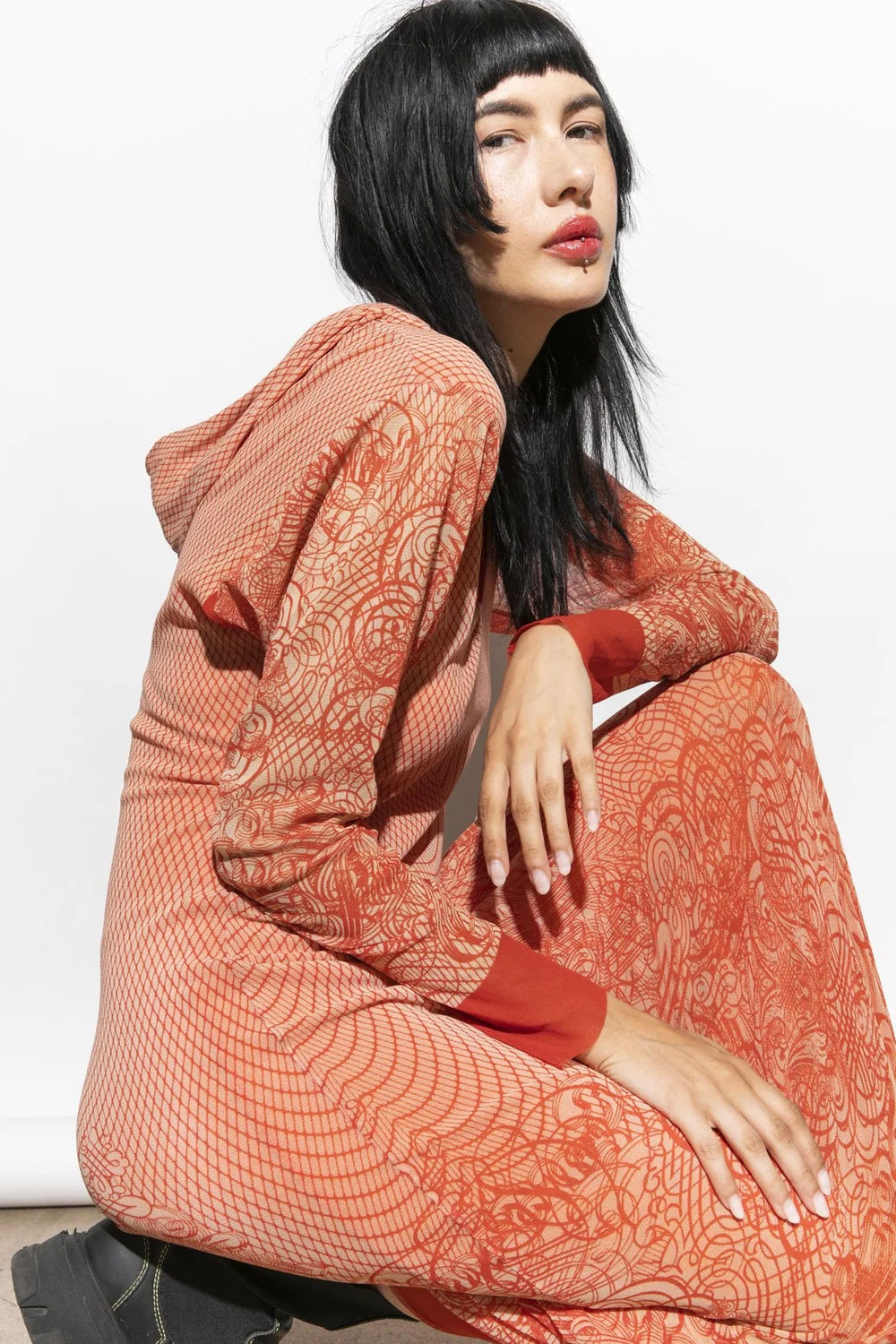 burnt orange fitted dress Jpg Dress 90 S, Casual Fitted Dress Long Orange, Jean-paul Gaultier Vintage  Long Mesh Dress
