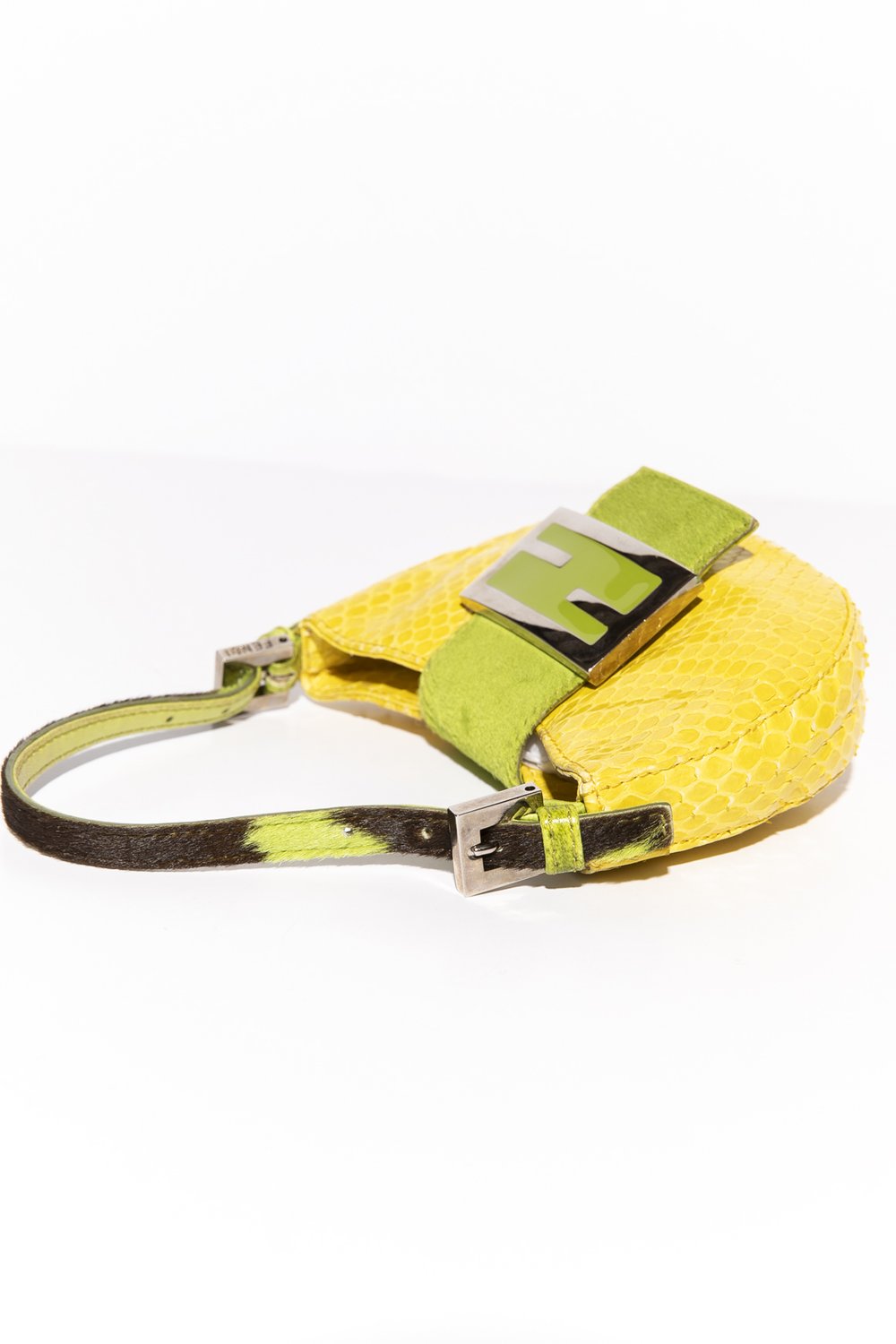 FENDI 90s Lemon + Lime Snakeskin Croissant Mini Bag — Garment