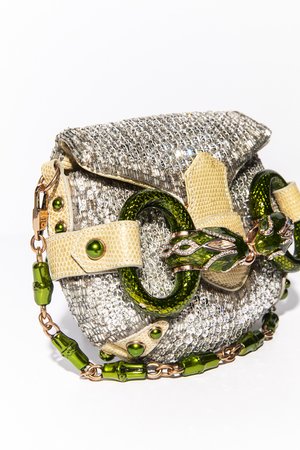 Gucci 2004 By Tom Ford Serpent Large Enamel Horsebit Leather Shoulder Bag
