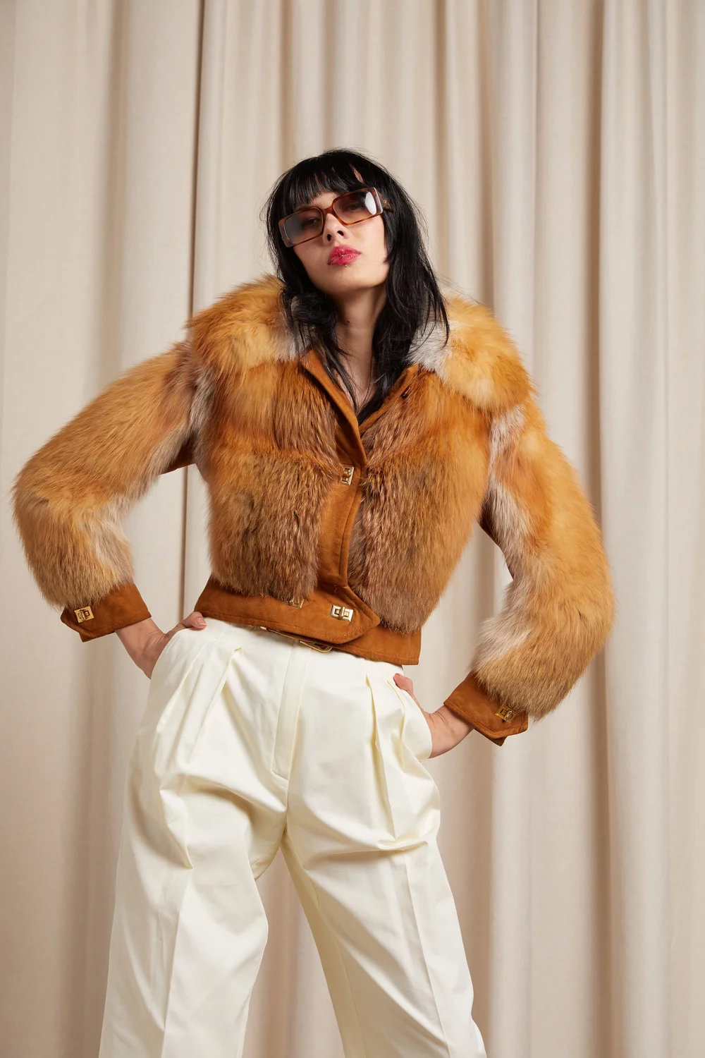 vintage 80-90s faux fur cropped jaket GARMENT_ecommitorial_43872_+2