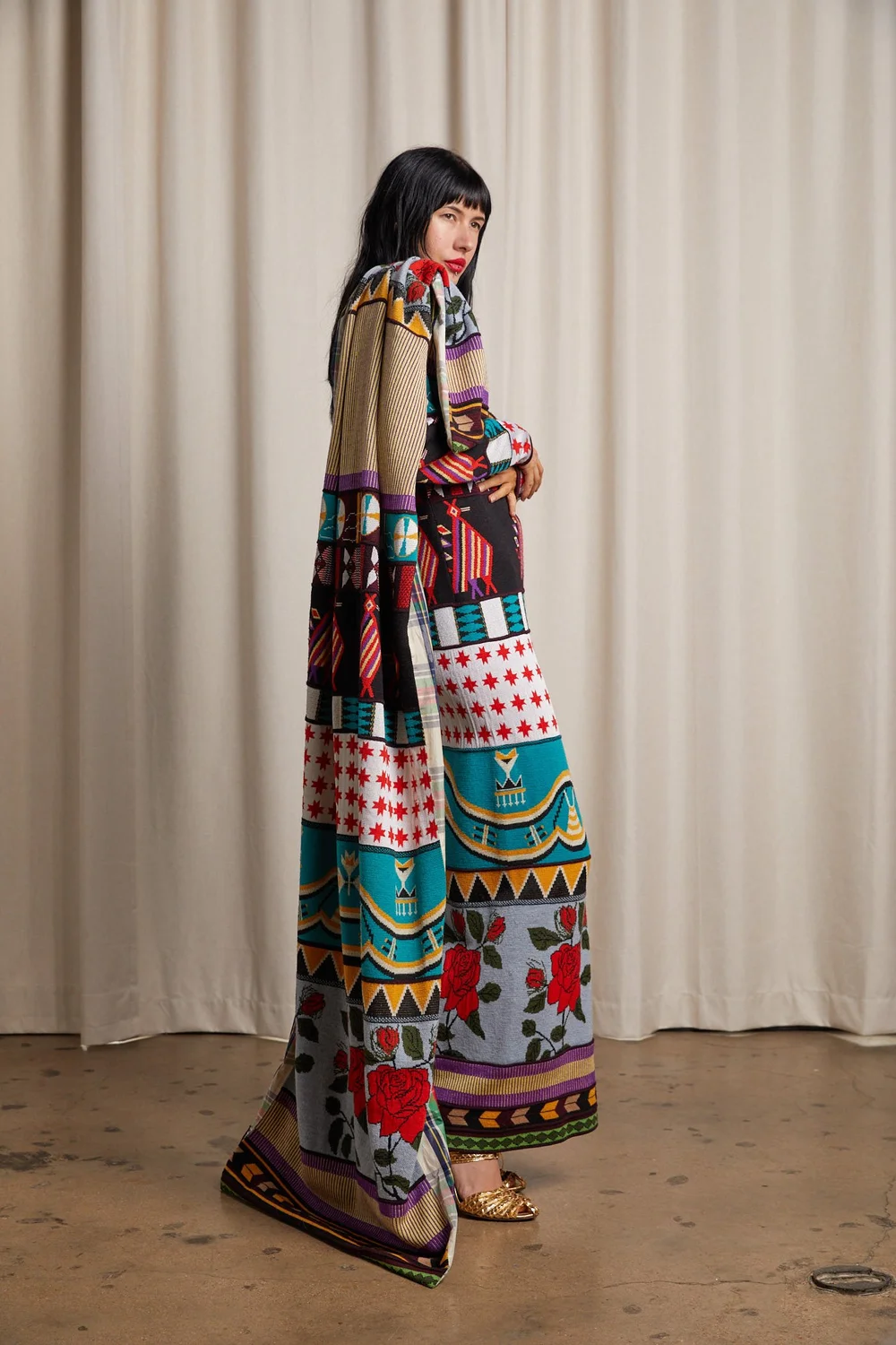 JOHN GALLIANO Fall/Winter 1996 Patchwork Knit Maxi Dress with 