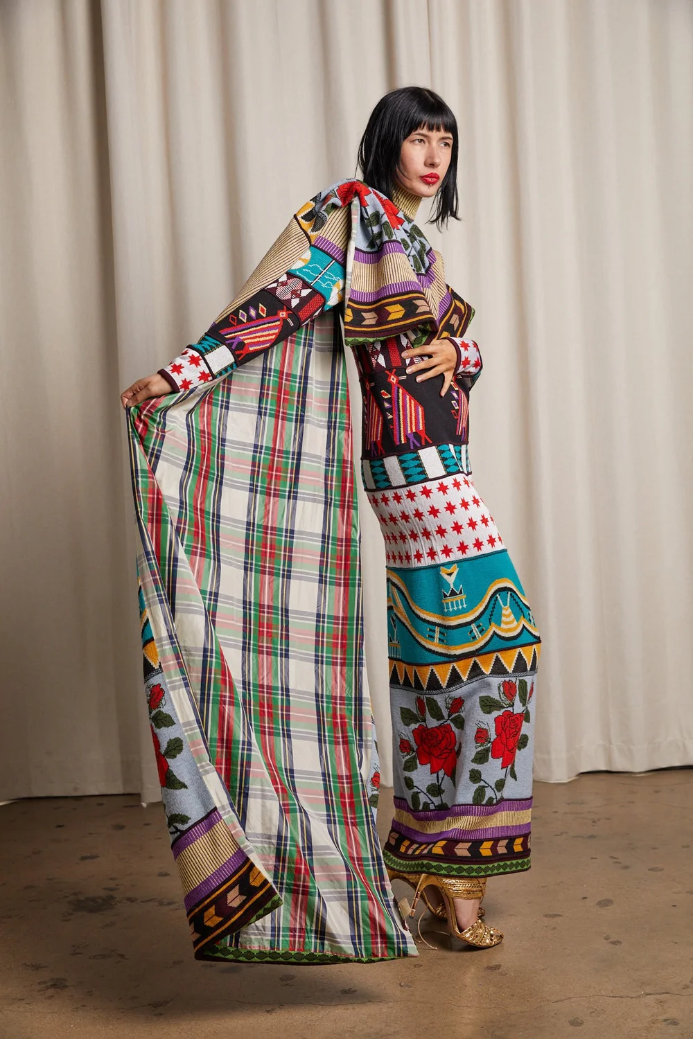 JOHN GALLIANO Fall/Winter 1996 Patchwork Knit Maxi Dress with 