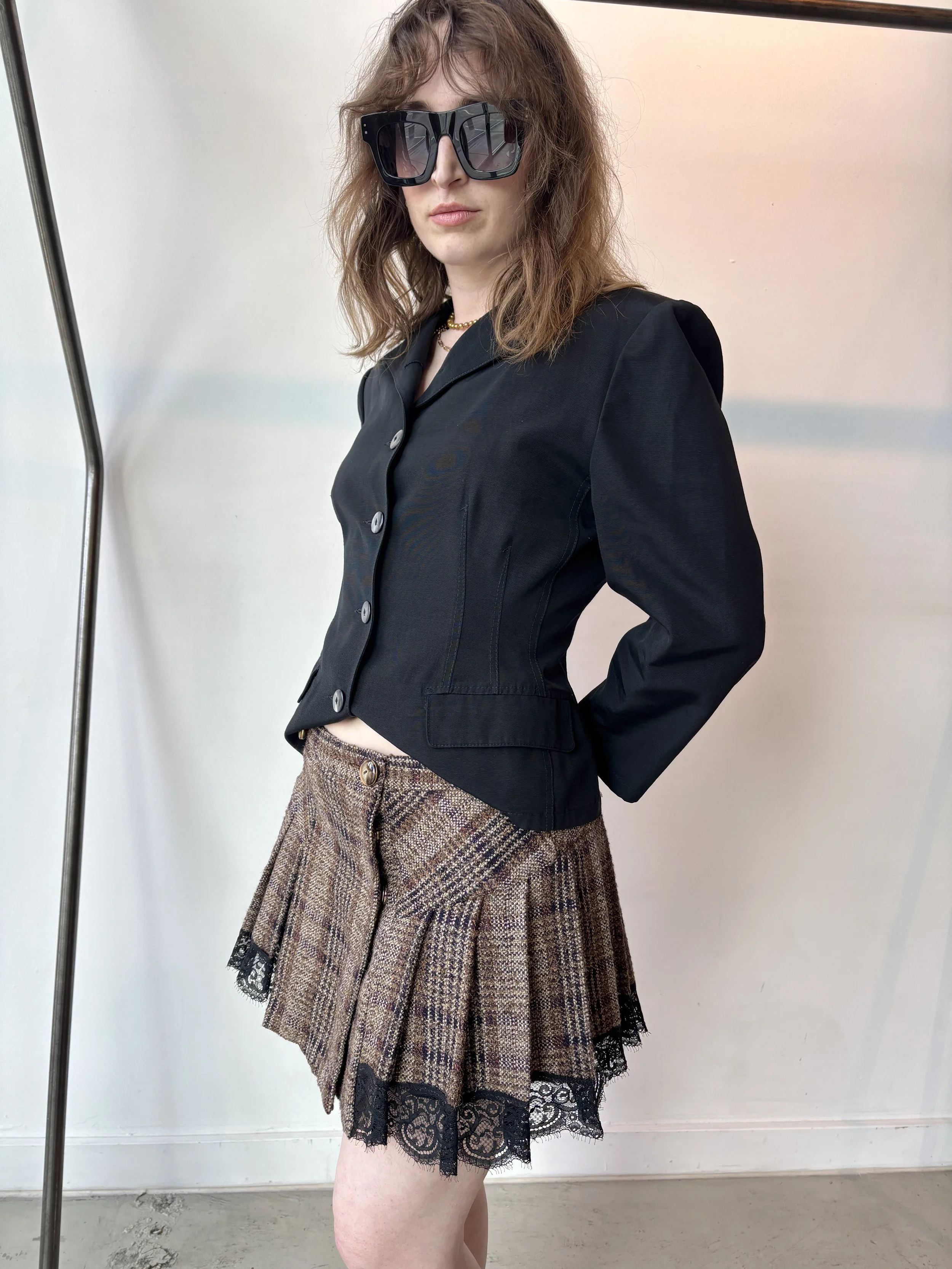 D&G 00s Shades of Brown + Lurex Pleated Mini Skirt