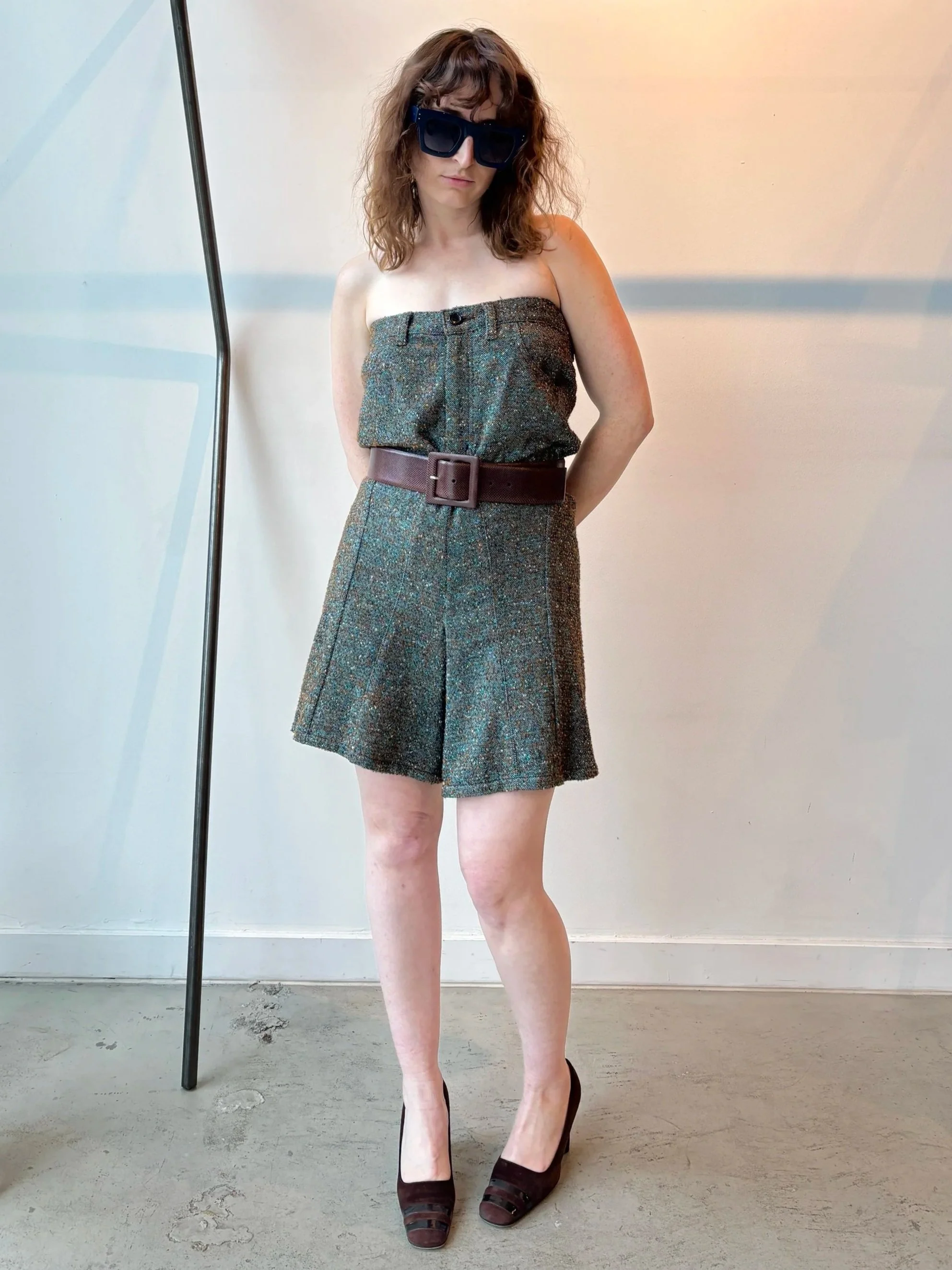 JUNYA WATANABE F/W 2004 Green Tweed Strapless Romper