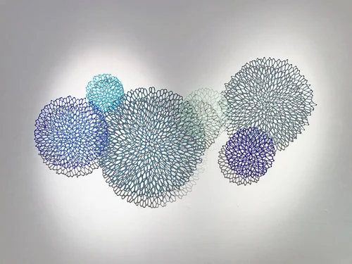 Lauren Eastman Fowler, "Flore Orbis 6," glass, 32x62x2.5 in