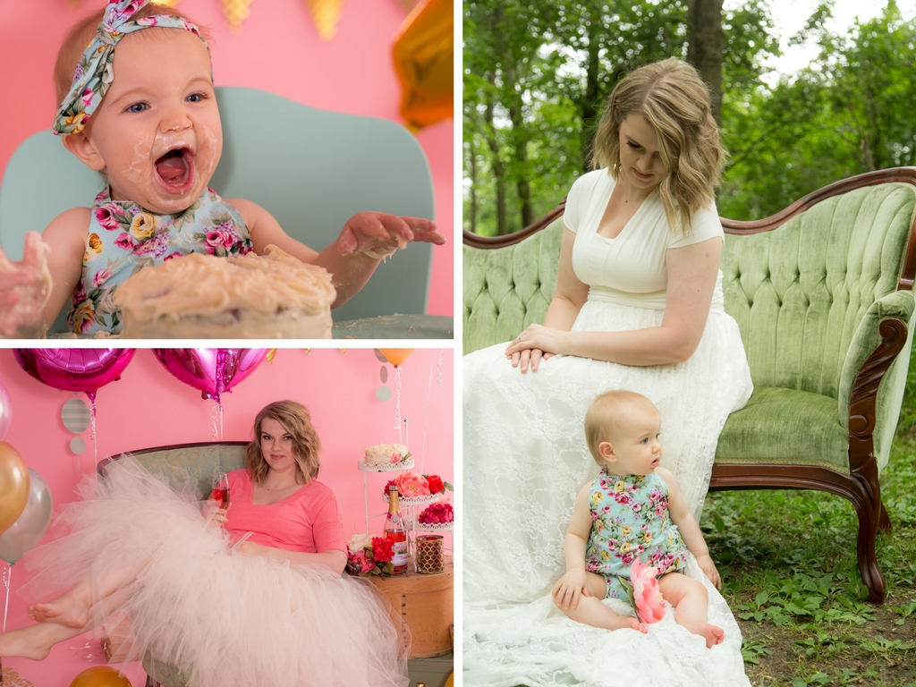Champagne for mom, frosting for baby.