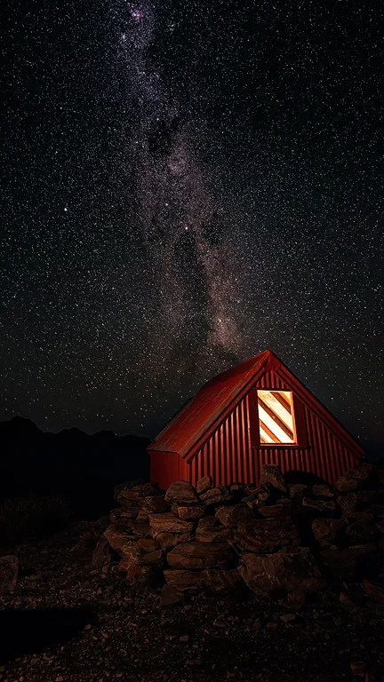 Night hut with stars