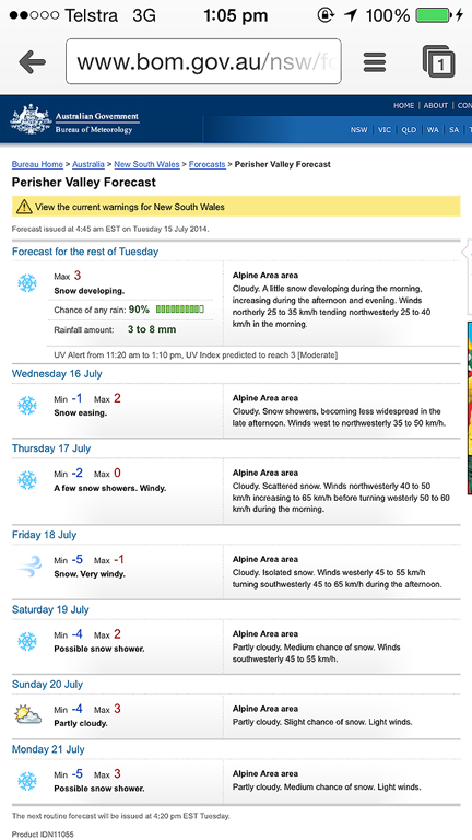 Weather forecast Tuesday morning