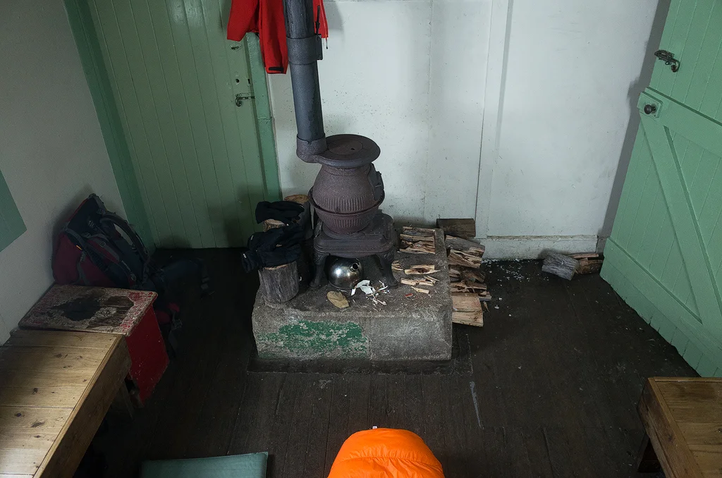 Inside the alpine hut