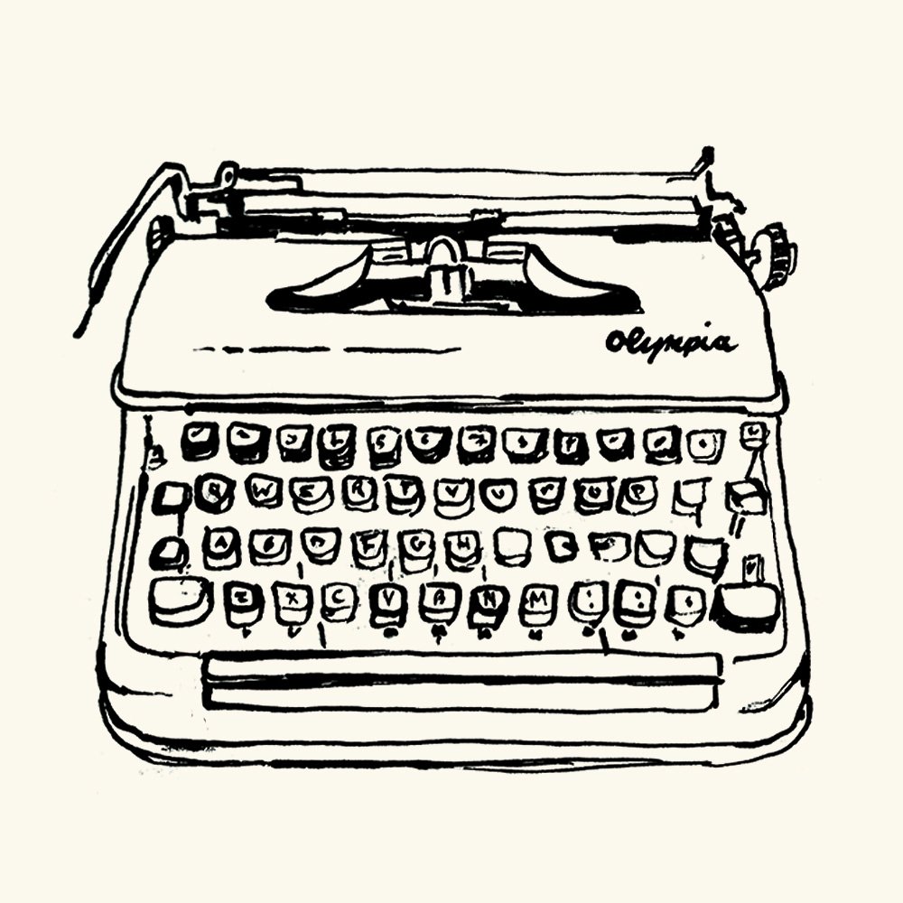 ink drawing of a typewriter