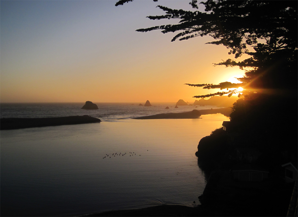 sunset from the balcony at river's end inn, jenner