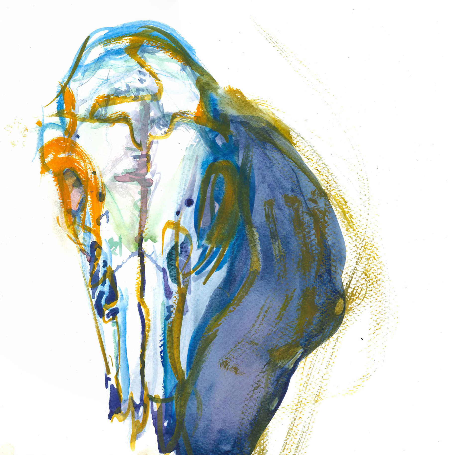 Gary Busey Skull - Watercolor - 2013