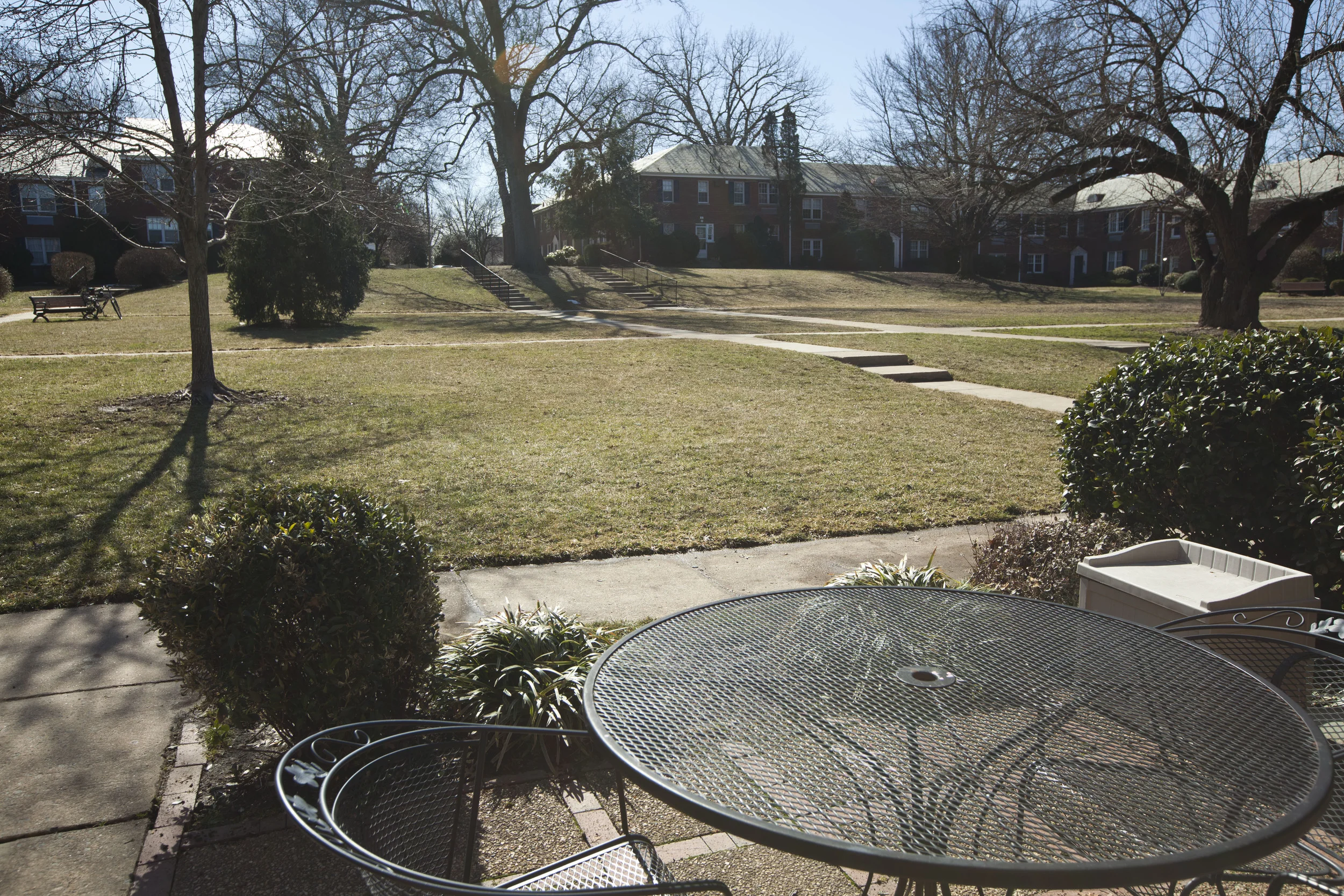 Patio area and proximity to large, fenced court yard.