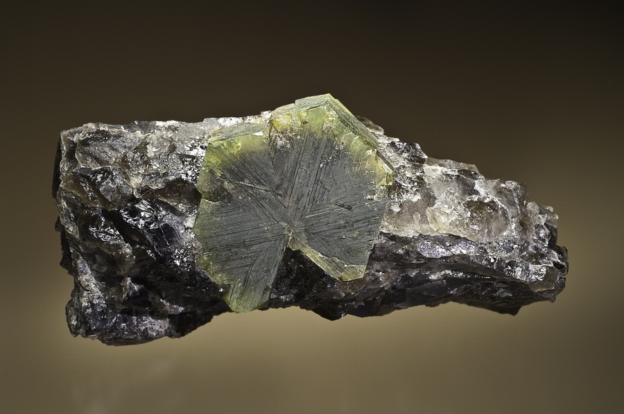 Chrysoberyl twin xl in Quartz